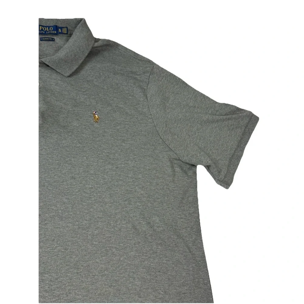 Polo Ralph Lauren Classic Fit Polo Shirt Flesh Pony Heathered Gray Men's XL